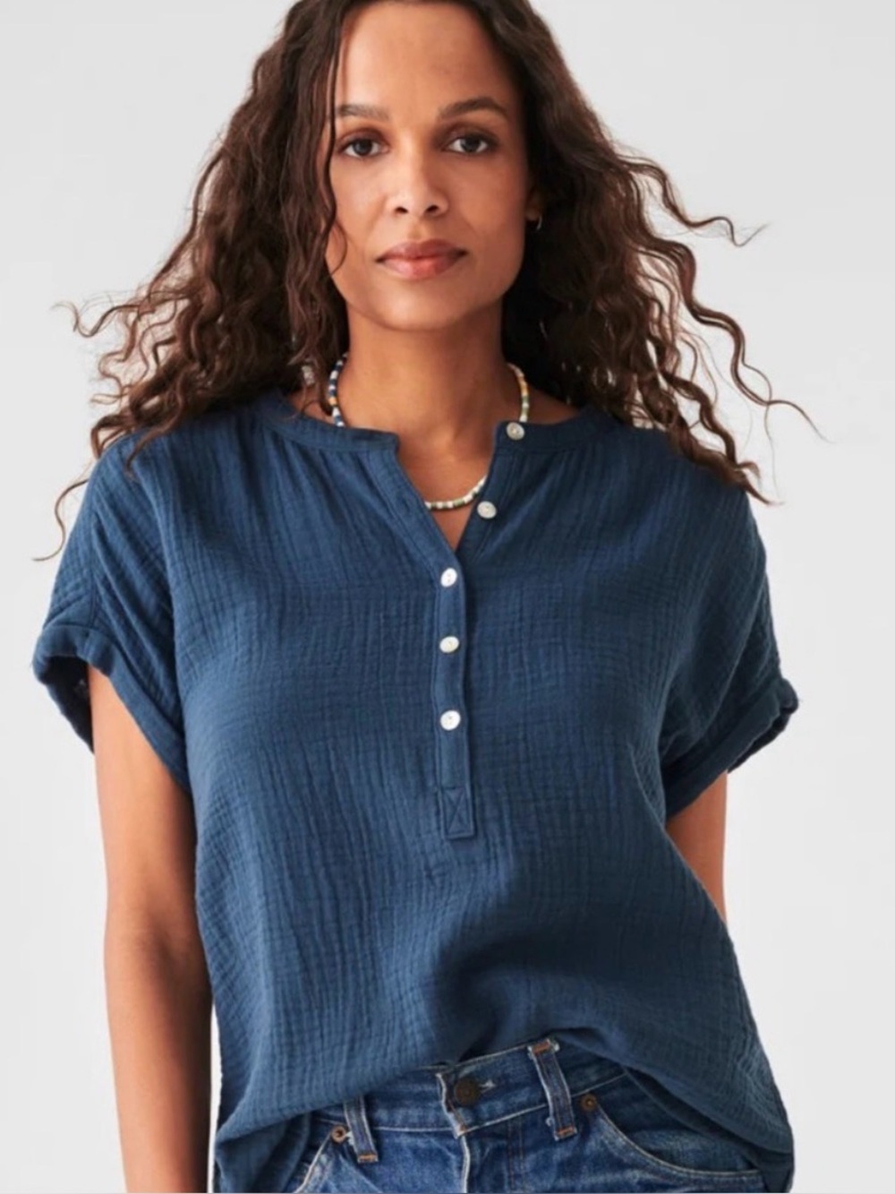 Faherty Dream Cotton Desmond Gauze Top